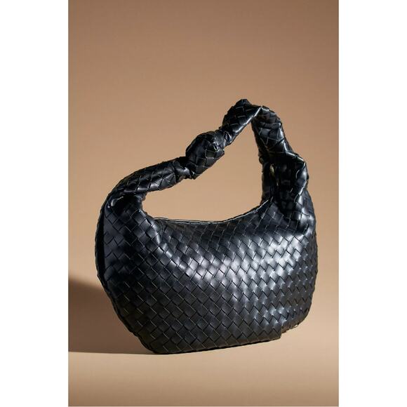 Melie Bianco The Brigitte Woven Faux-Leather Satchel Bag Oversized Edition - Picture 1 of 7